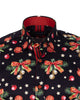 Black Christmas Print Men's Shirt with Matching Handkerchief-Makrom