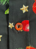 Black Christmas Print Men's Shirt with Matching Handkerchief-Makrom