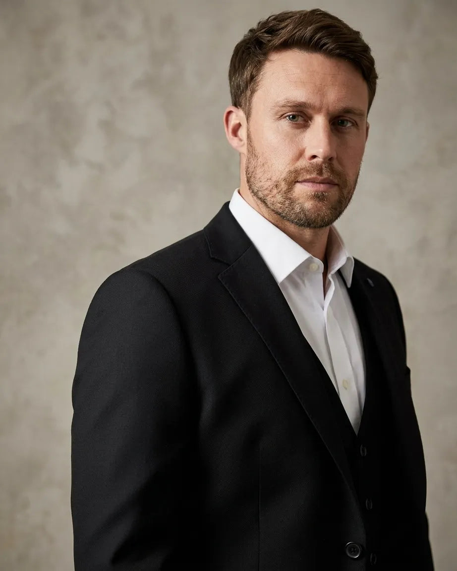 Black Classic Plain 3 Piece Men's Suit