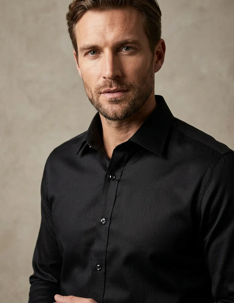 Black Classic Single Cuff Men's Shirt