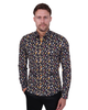 Black Cocktail Print Shirt with Matching Handkerchief-Makrom