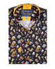 Black Cocktail Print Shirt with Matching Handkerchief-Makrom