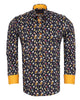 Black Cocktail Print Shirt with Matching Handkerchief-Makrom