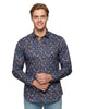 Black Colourful Floral Print Shirt-Makrom