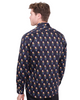 Black Colourful Skull Print Shirt with Matching Handkerchief-Makrom