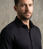 Black Cotton Plain Muscle fit Stretch Shirt