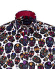 Black Day of the Dead Skull Print Shirt with Matching Handkerchief-Makrom