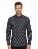 Black Dot Print Men's Shirt with Matching Handkerchief-Makrom