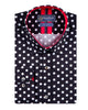Black Dot Print Men's Shirt with Matching Handkerchief-Makrom