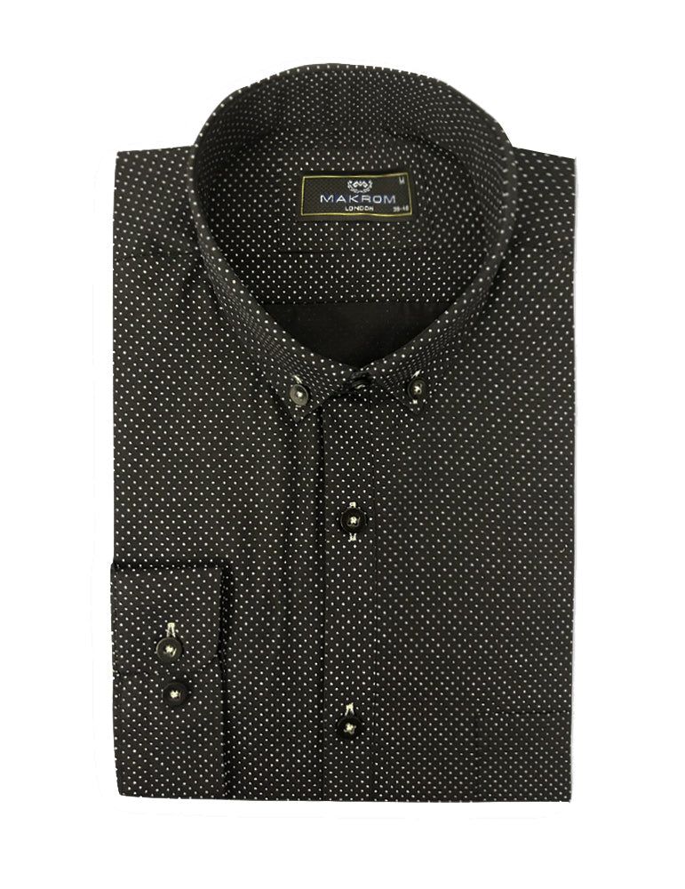 Black Dotted Print Shirt-Makrom