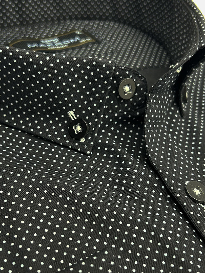 Black Dotted Print Shirt-Makrom