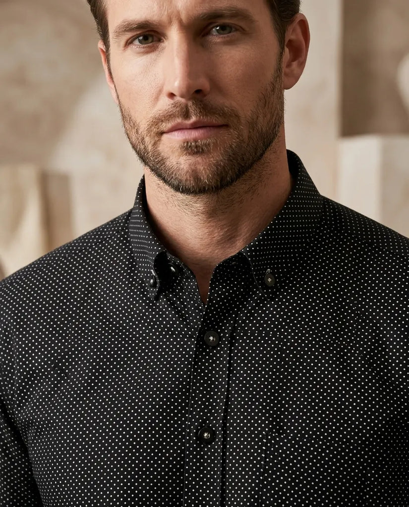 Black Dotted Print Shirt