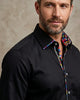 Black Fashion Shirt with Multicolour Collar Tip Design
