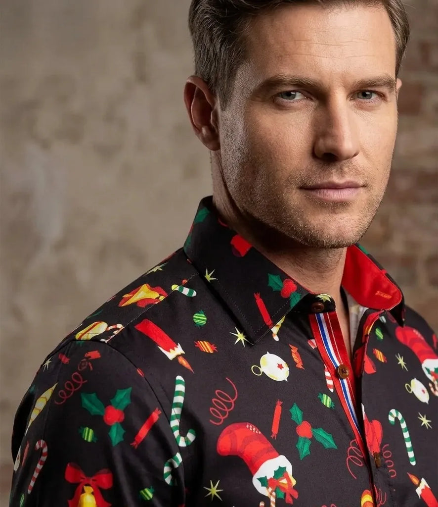 Festive Christmas Candy Cane Print Shirt