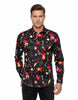 Black Festive Christmas Print Shirt-Makrom