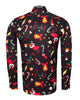 Black Festive Christmas Print Shirt-Makrom