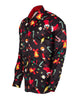 Black Festive Christmas Print Shirt-Makrom