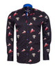 Black Historic Masterpiece Print Men's Shirt with Matching Handkerchief-Makrom