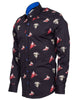 Black Historic Masterpiece Print Men's Shirt with Matching Handkerchief-Makrom