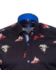 Black Historic Masterpiece Print Men's Shirt with Matching Handkerchief-Makrom