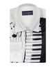 Black Musical Print Satin Men`s Shirt-Makrom