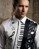 Black Musical Print Satin Men`s Shirt