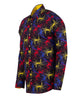 Black Paint Splatter Print Men's Shirt with Matching Handkerchief-Makrom