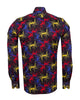 Black Paint Splatter Print Men's Shirt with Matching Handkerchief-Makrom