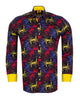 Black Paint Splatter Print Men's Shirt with Matching Handkerchief-Makrom