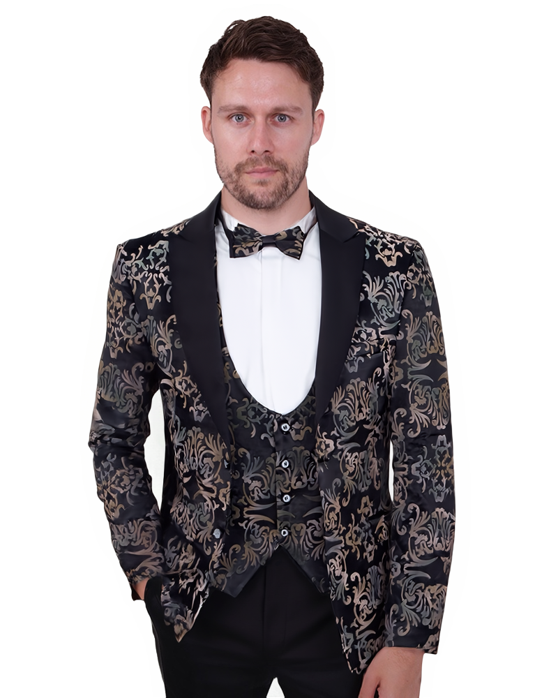 Black Paisley Design Fashion Blazer-Makrom