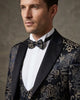 Black Paisley Design Fashion Blazer with Waiscoat