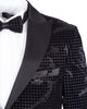 Black Paisley Flock Design Fashion Blazer & Matching Bow Tie-Makrom