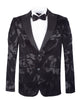 Black Paisley Flock Design Fashion Blazer & Matching Bow Tie-Makrom