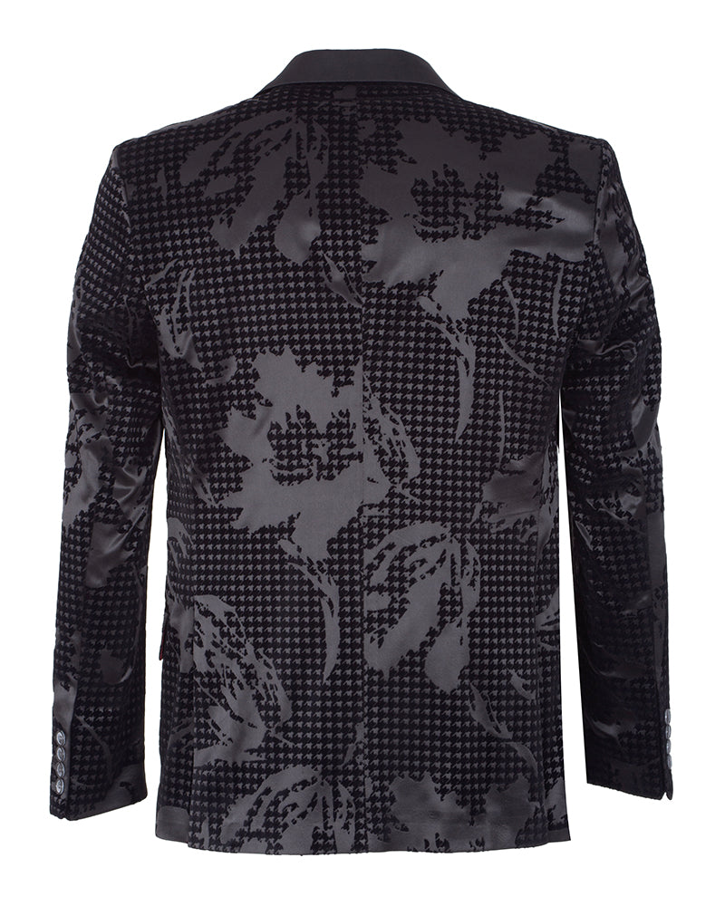 Black Paisley Flock Design Fashion Blazer & Matching Bow Tie-Makrom