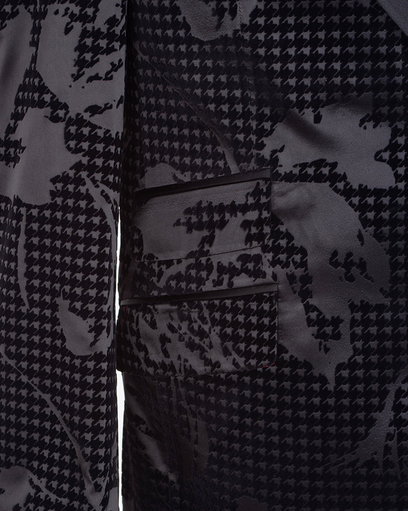 Black Paisley Flock Design Fashion Blazer & Matching Bow Tie-Makrom