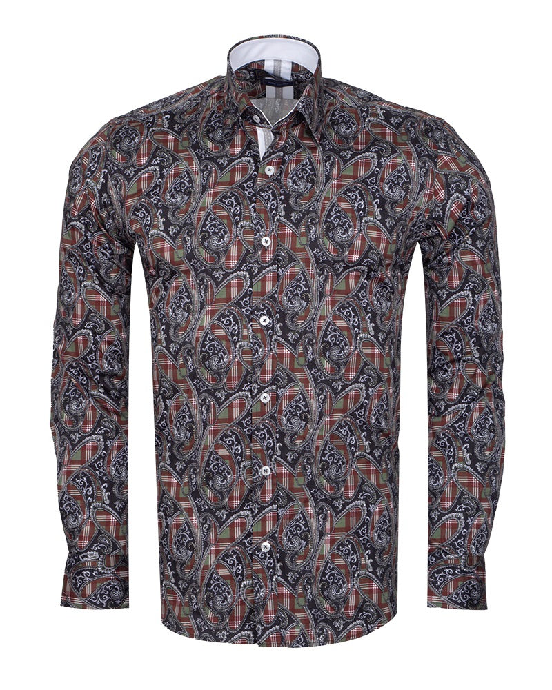 Black Paisley Print with Matching Handkerchief-Makrom