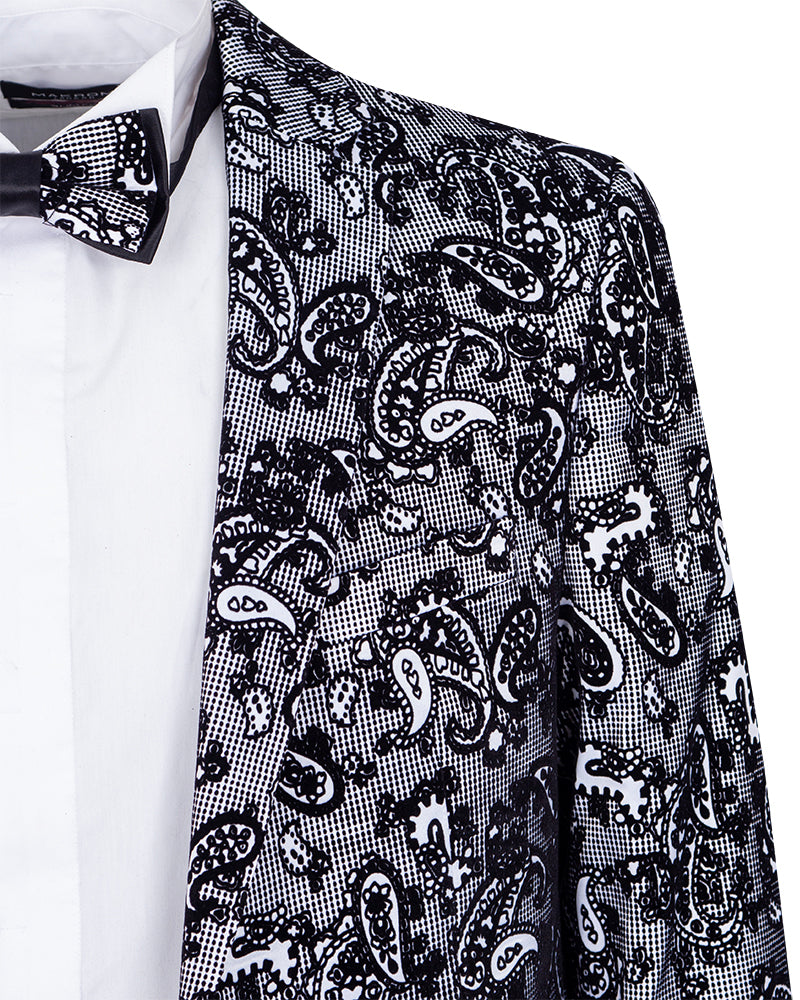 Black & Paisley Three Piece Fashion Suit-Makrom