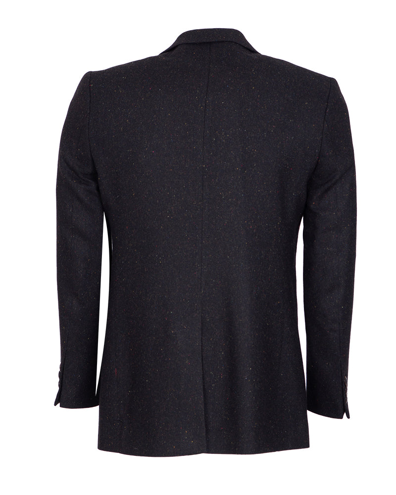 Black Plain Design Men's Overcoat-Makrom