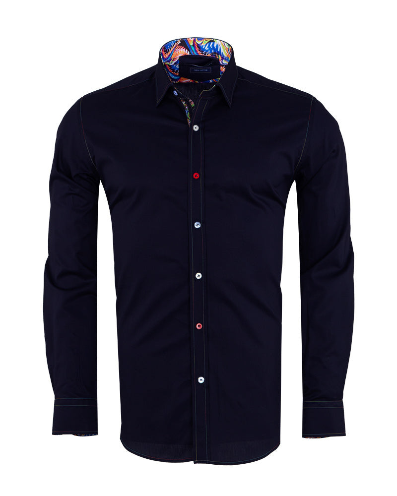 Black Plain Pure Cotton Men's Shirt-Makrom