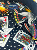 Black Playing Card Print Shirt with Matching Handkerchief-Makrom