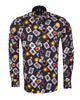 Black Playing Card Print Shirt with Matching Handkerchief-Makrom