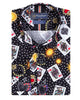 Black Playing Card Print Shirt with Matching Handkerchief-Makrom