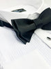 Black Pleated Dress Shirt with Bow Tie-Makrom