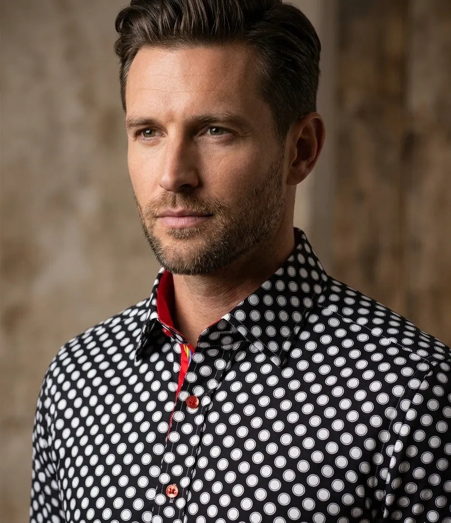 Black Polka Dot Print with Matching Handkerchief