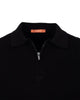 Black Pure Cotton Ribbed Quarter-Zip Polo-Makrom