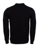 Black Pure Cotton Ribbed Quarter-Zip Polo-Makrom