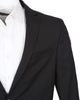 Black Pure Wool Classic Plain 3 Piece Men's Suit-Makrom