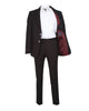 Black Pure Wool Classic Plain 3 Piece Men's Suit-Makrom