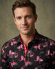 Black & Red Paisley Print Shirt with Matching Handkerchief