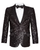 Black Sequin Design Blazer with Matching Bow Tie-Makrom